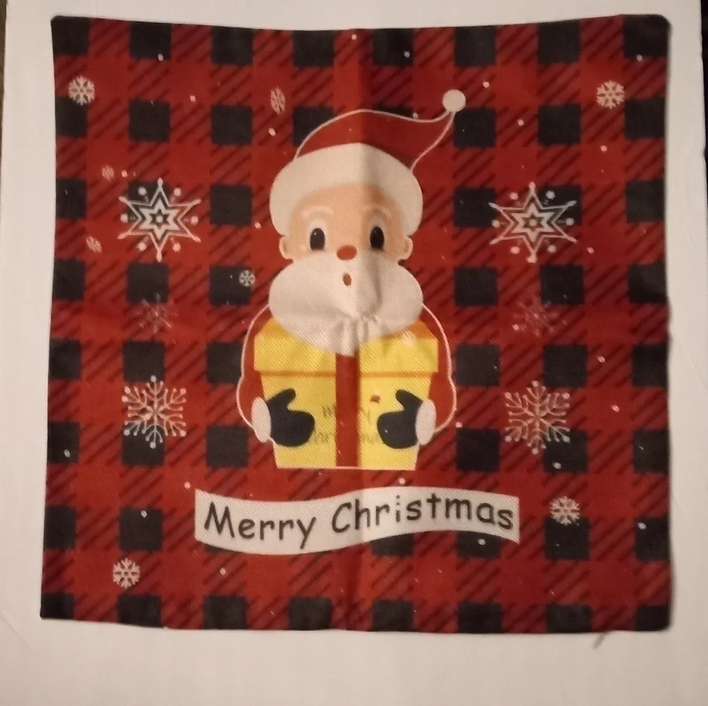 Holiday Pillow Covers 18x18 inch, printed front solid cream back. NWOT